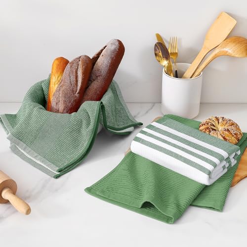 Homaxy Cotton 380 GSM Premium Kitchen Towels, 6 Pack, Grass Green - Image 6