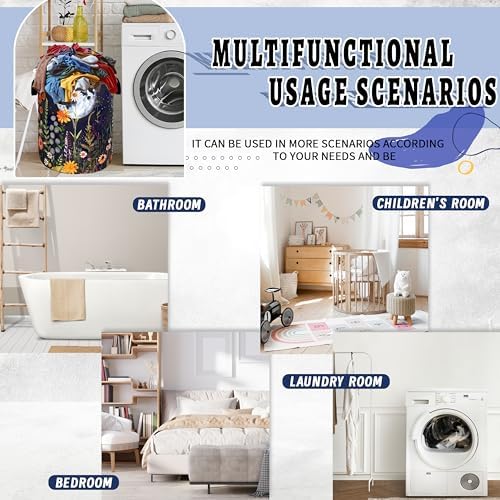 Moon Flowers Laundry Basket Oxford Cloth Hamper18.9"x16.5" - Image 5