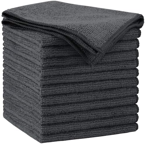 AIDEA Microfiber Cleaning Cloth Grey 12PK, Microfiber Towels, 11.5×11.5" by AIDEAHOME