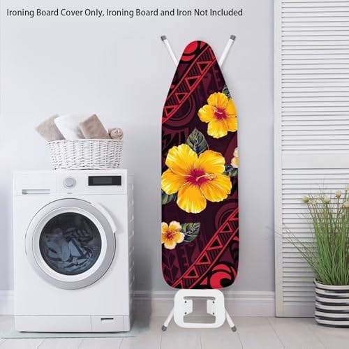Red Tribe Stripe Ironing Board Cover Non-Slip 15x54 Inch Hawaii Hibiscus - Image 4