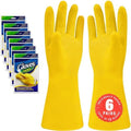 SteadMax 6 Pairs Cleaning Gloves, Reusable Natural Rubber Dish Gloves, Non-Slip by Steadmax