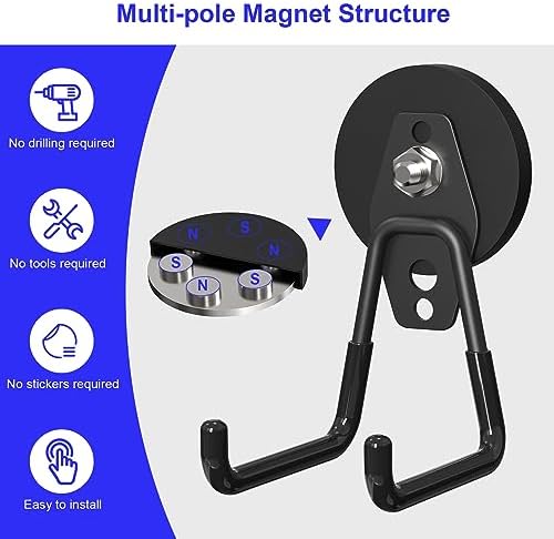 Magnetic Garage Hooks, Hoses and Garden Tools, No-Drill Storage - Image 4