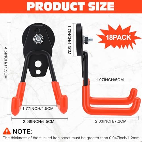 Landhoow 18 Pcs Large Magnetic Hooks Heavy Duty Garage Magnet Hooks Strong - Image 2