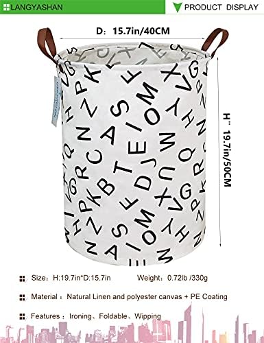Round Laundry Basket Collapsible Storage Hamper Organizer Alphabet - Image 2