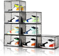 8 Pack Drop Side Shoe Boxes, Large Stackable Shoe Storage, Thick Plastic by Amllas