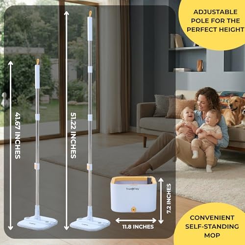 True & Tidy TrueClean Spin Mop 2.0 w/Detachable Bucket & Foldable Mop Head - Image 3