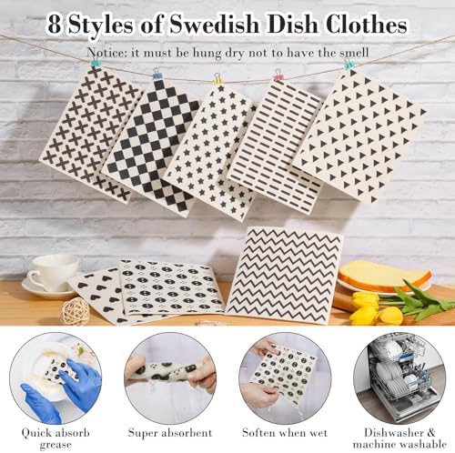 Lucomb 8 Pack Swedish Kitchen Dishcloths, Reusable Dish Cloth Paper Towels - Image 2