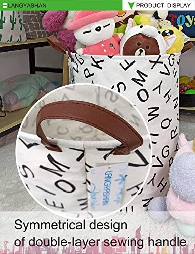 Round Laundry Basket Collapsible Storage Hamper Organizer Alphabet - Image 5