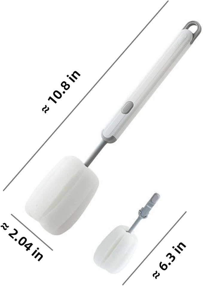 Bottle Brush Long Handle Cup Cleaner Brush Sponge Bottle Scrubber Detachable - Image 6