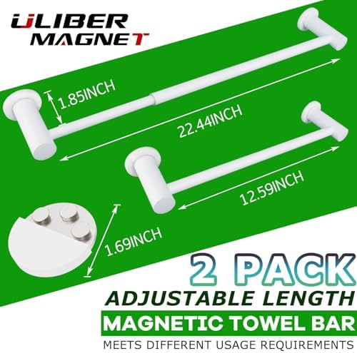 ULIBERMAGNET Magnetic Towel Holder, Magnetic Towel Rail White - Image 2
