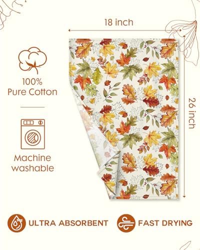 Miss Adola 150GSM Flour Sack Kitchen Towels Set of 2, Autumn Leaf - Image 5