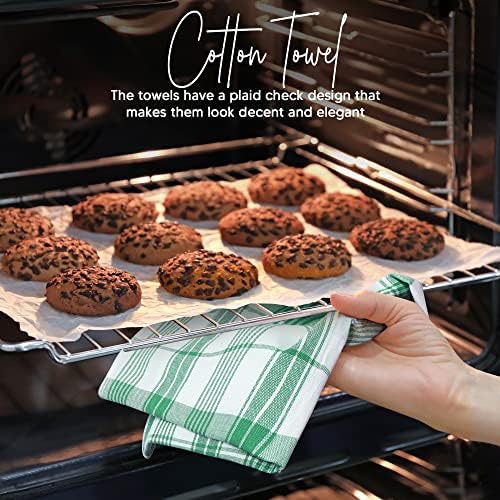 Utopia Towels Green & White Dish Towels 100% Ring Spun Cotton Highly Absorbent - Image 3