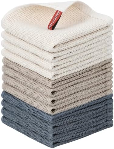 Nialnant 12 Pack Dish Cloths, 100% Cotton Dish Towels by Nialnant