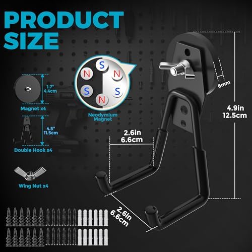 4 Pack Large Strong Magnetic Hooks Heavy Duty Garage Big Magnet Hooks Extra - Image 2