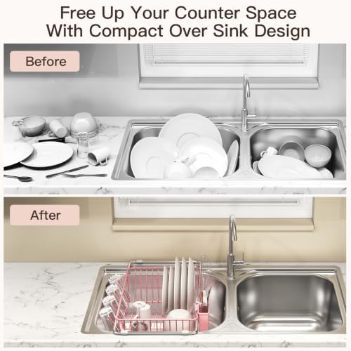 MAJALiS Pink Dish Drying Rack Over The Sink - Image 2