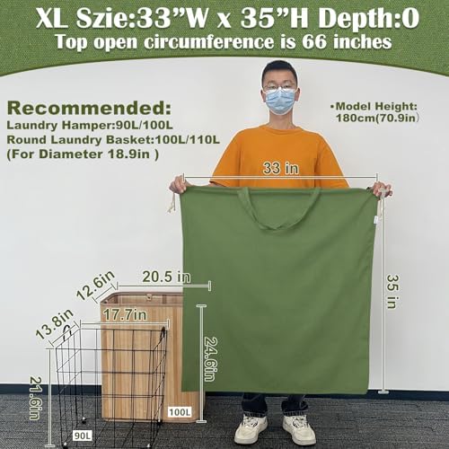 Canvas Laundry Bag 33"Wx 35"H, Extra Large Heavy Duty Hamper Liner - Image 2