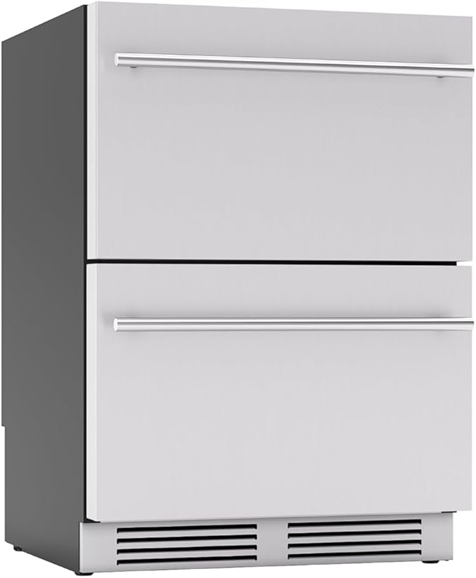 Zephyr Presrv 24 Inch Single Zone Refrigerator Drawers Wine & Beverage Fridge, Stainless Steel Wine Cooler Home Bar Under Counter Freestanding Built In, Energy Star Certified, 5.4 Cu. Ft