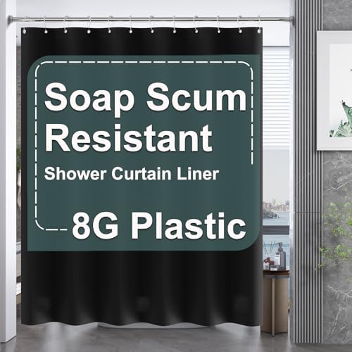 AmazerBath Black Shower Curtain Liner Plastic 78 Inches Long, Premium PEVA by AmazerBath