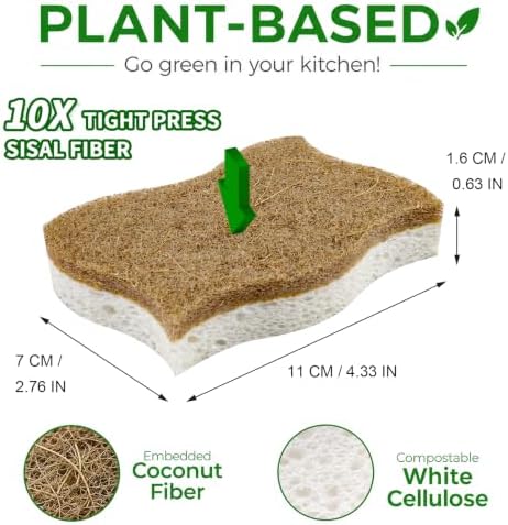 12 Pack Eco Friendly Kitchen Sponges, Non Toxic Dish Sponge - Image 4