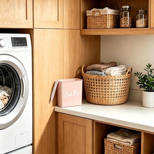 Magnetic Lint Bin with Lid for Laundry Room, Compact Plastic Dryer Lint Holder - Image 3