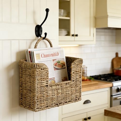 Hanging Magazine Basket, Woven Wall Magazine Holder Organizer - Image 5