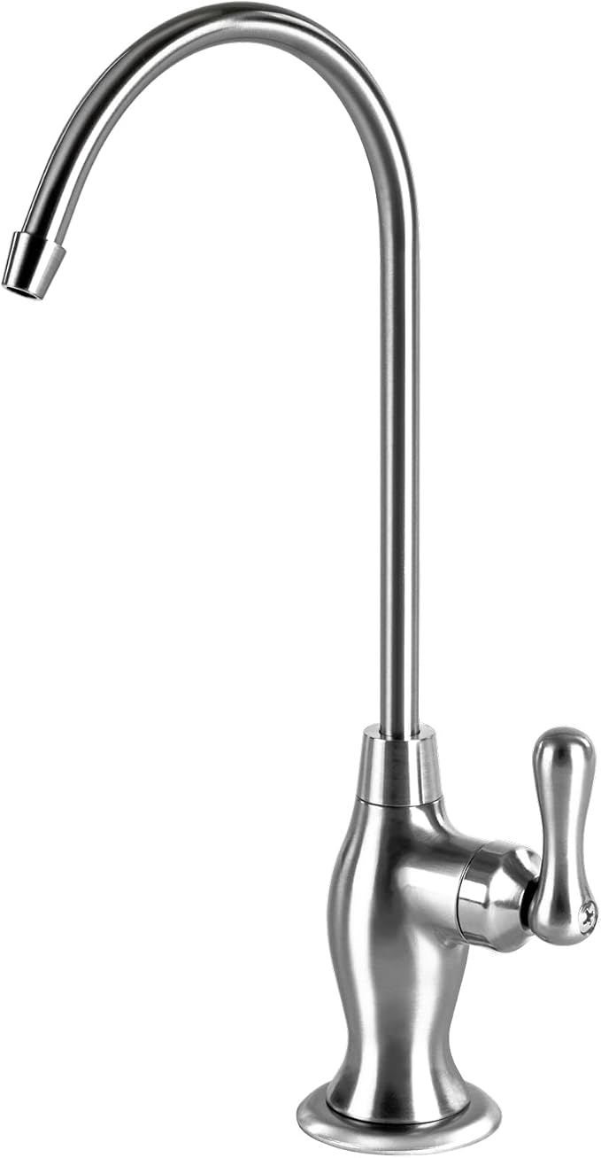 Express Water Deluxe Chrome Faucet, RO System Compatible | Coke-Shaped Faucet by ExpressWater