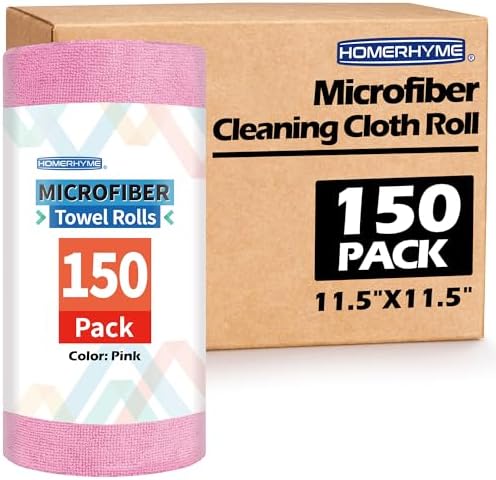 Microfiber Cleaning Cloth, 150 Sheets Tear Away Shop Towels, Reusable Washable by HOMERHYME