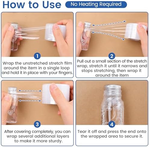Mini Stretch Wrap Film Roll for Bottles Jars Shrink Seal Packing - Image 4