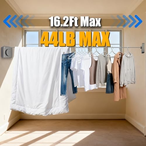 Retractable Clothesline Indoor Outdoor Non-Sag 16.2Ft Stainless Line - Image 6