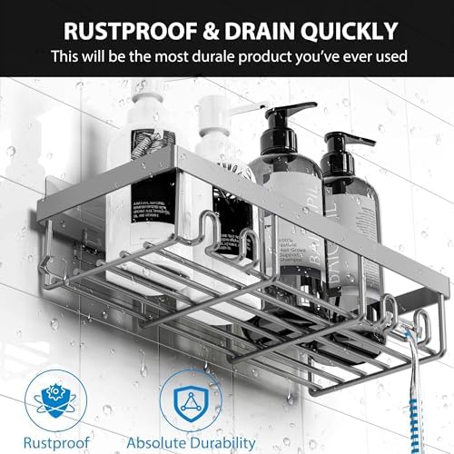 Moforoco Adhesive Shower Caddy Organizer Shelves Rack - Image 2