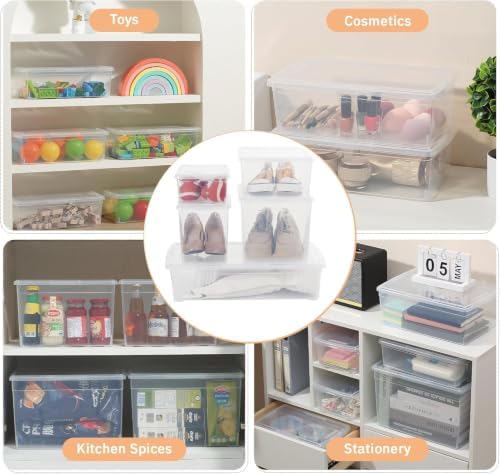novelinks 10 Pack 6 Quart Clear Plastic Storage Bins - Image 6