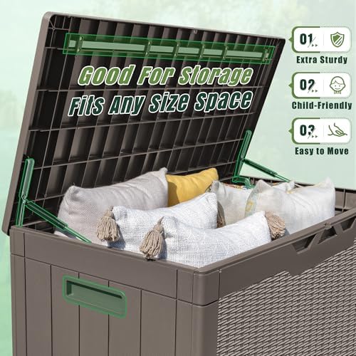Greesum 100 Gallon Resin Deck Box Large Outdoor Storage - Image 4