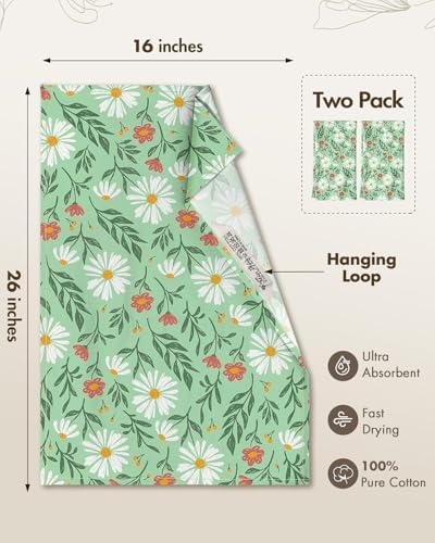 Miss Adola Flour Sack Kitchen Towels Set of 2, Fresh Daisy - Image 5