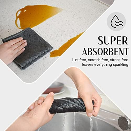 SINLAND Microfiber Cleaning Cloth Kitchen Dish Cloths 12x12in 12 Pack Grey - Image 4
