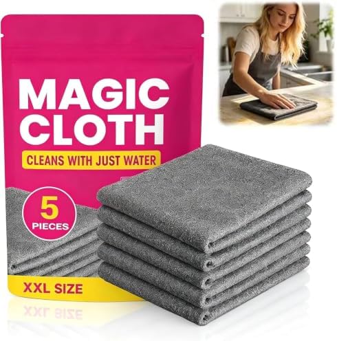 5 Pack Genie Cloth Magic Cloth, Microfiber Cleaning Cloths, Lint Free Reusable by VOGUZY