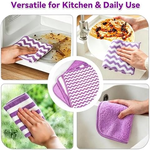 Microfiber Cleaning Cloths, 6 Pack Purple Kitchen Towels - Image 6
