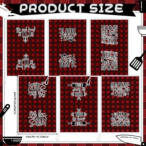 Bencailor 6 Pcs Red Black Plaid Kitchen Towels Decorative Sets Dish Towels - Image 3