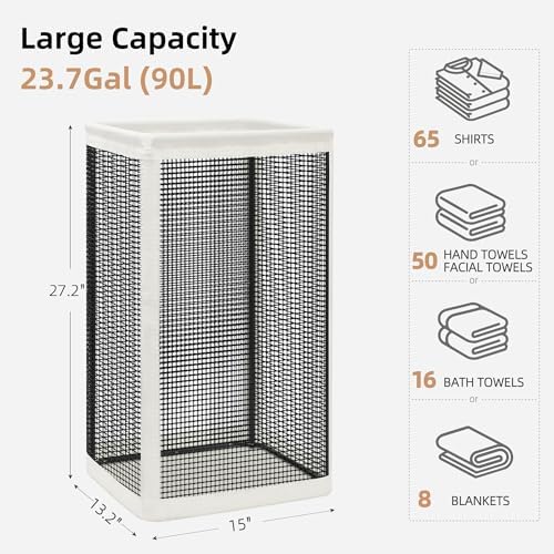 STORAGE MANIAC Mesh Laundry Hamper, 23.7 Gal. Tall Laundry Basket - Image 4
