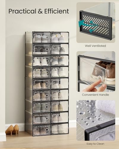 SONGMICS Stackable Shoe Boxes, Ventilated Clear - Image 4