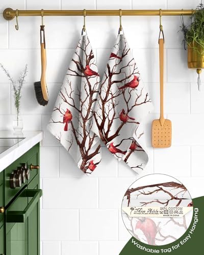 Miss Adola 2 Pack 150GSM Flour Sack Kitchen Towels, Winter Bird - Image 3