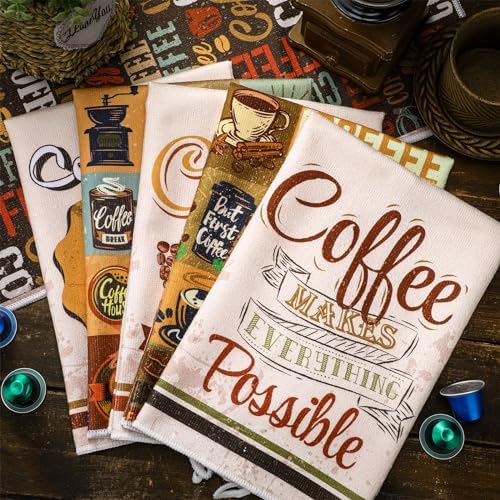 Bencailor 6 Pcs Coffee Kitchen Towels Decorative Sets Dish Towels Absorbent - Image 7