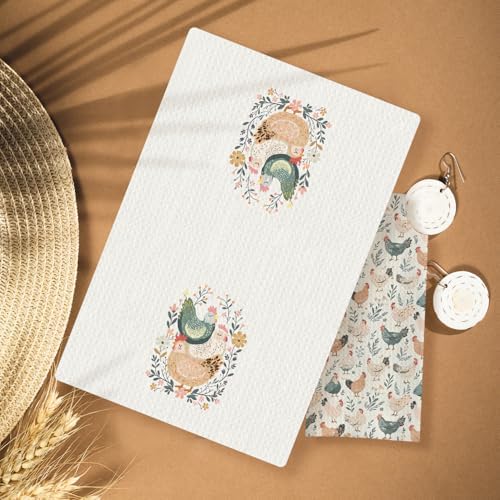 Farmhouse Chicken Rooster Kitchen Towels, Chicken Dish Towels, Rooster Decor - Image 3