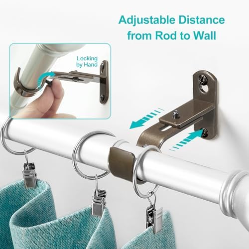 Adjustable Curtain Rod Brackets, Metal Window Drapery Rod Hanger Holders Hooks - Image 4