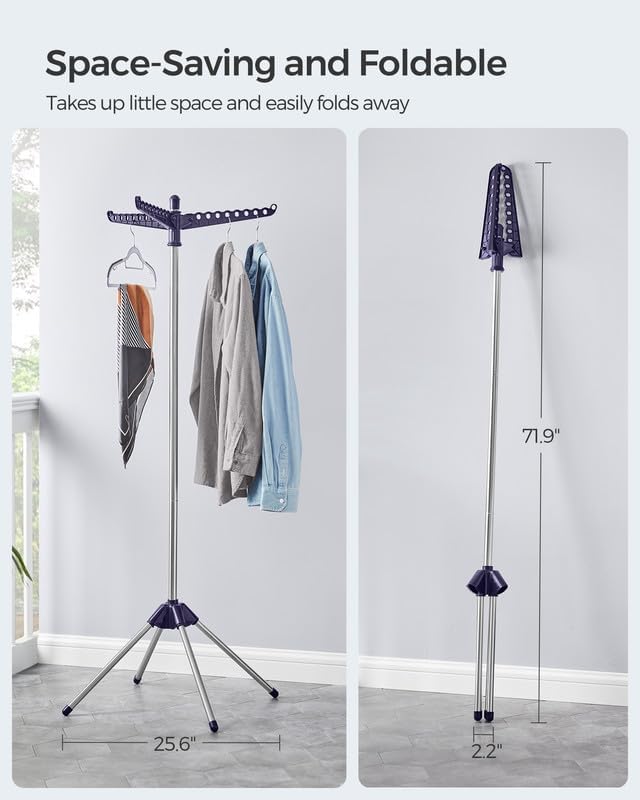 SONGMICS Clothes Drying Rack, 61.6-Inch Drying Rack, 3 Rotatable Arms | - Image 3
