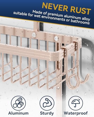 YASONIC Never Rust Shower Caddy Hanging, Aluminum Shower Racks - Image 4