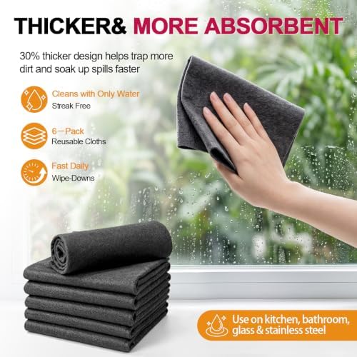 Magic Cleaning Cloth 6 Pack, 12 x 8 Inch Microfiber Cleaning Cloths - Image 2