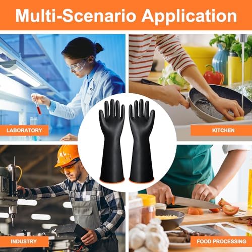18" XL Size Latex Chemical Resistant Gloves, Reusable Heavy Duty Long Rubber - Image 6