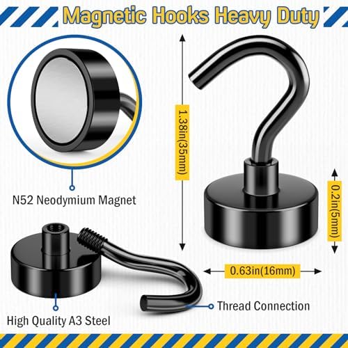 FINDMAG 30LB+ Magnetic Hooks for Cruise Cabins, 28 Pack Black - Image 6