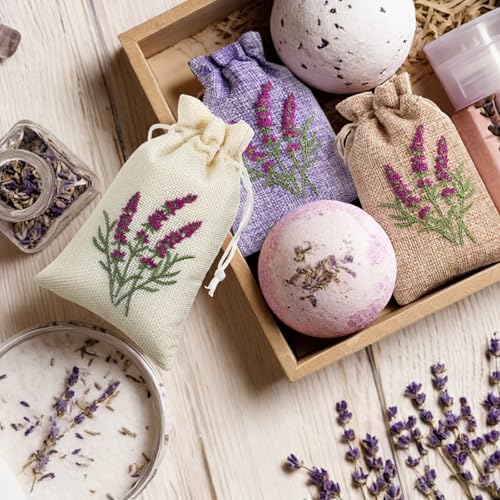 Purple 30 Pcs Embroidered Lavender Sachet Bags - Image 3