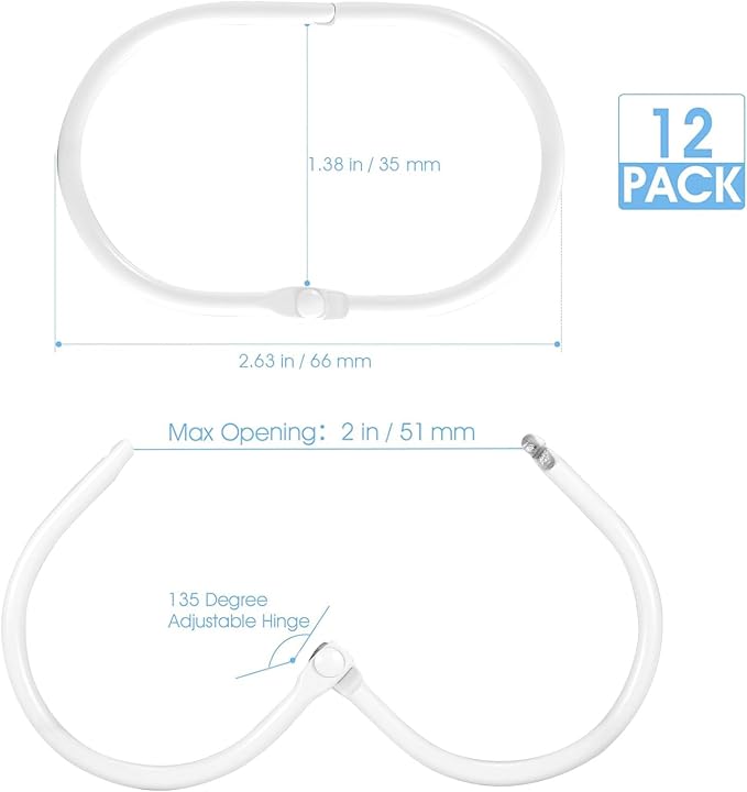 Shower Curtain Rings, Oval Snap Shower Rings - Image 5